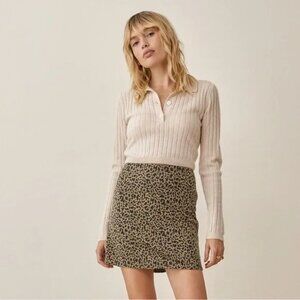 Reformation Suzie Skirt in Brown Cheetah Size 2
